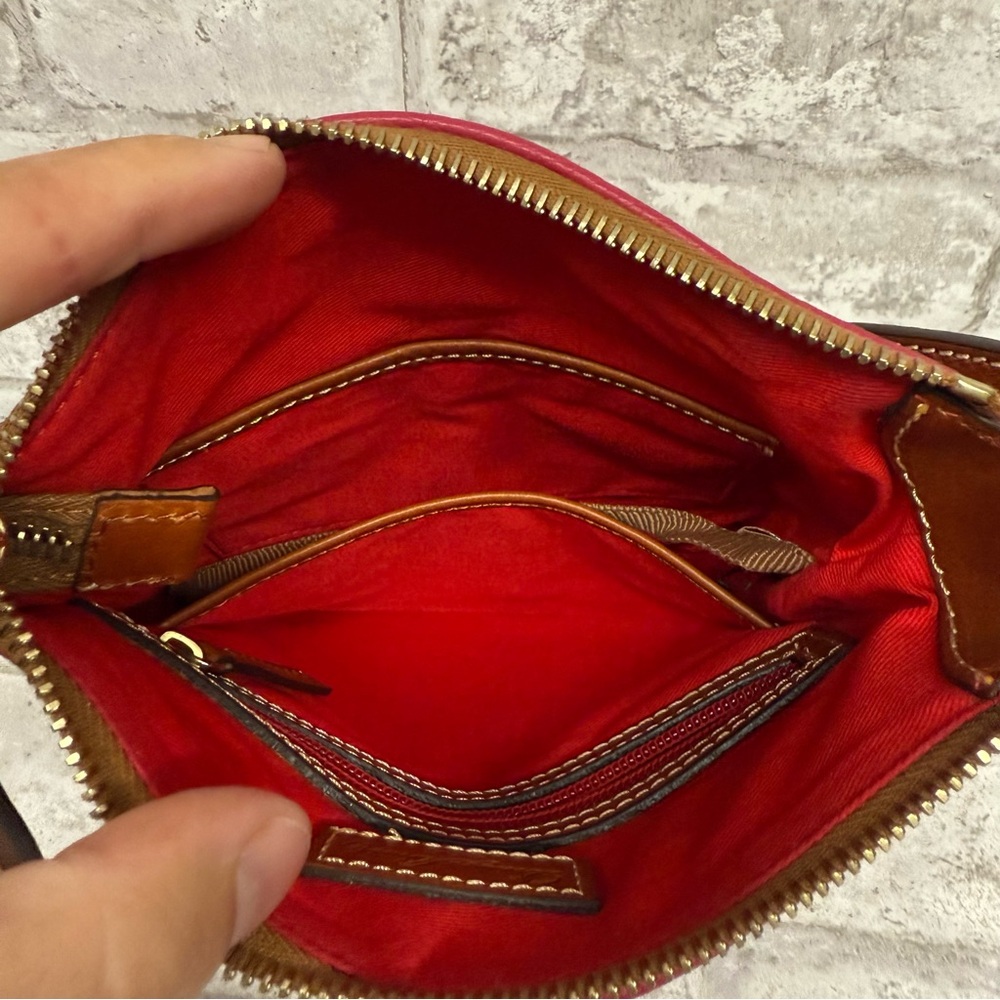 Dooney & Bourke Pebbled Leather Crossbody - Fuchsia with Tan Trim - Picture 6 of 12